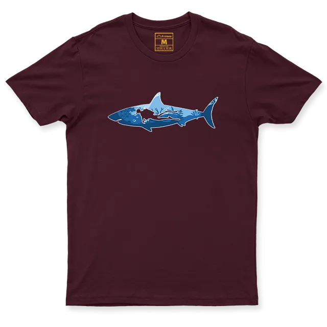 Drifit Shirt: Shark Scuba Diver