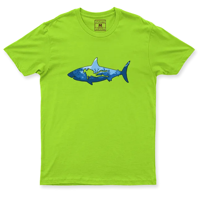 Drifit Shirt: Shark Scuba Diver