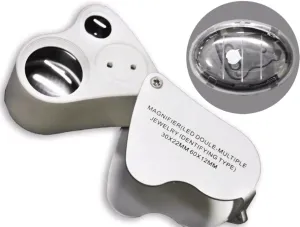 Dual Lens Jewelry Loupe with L.E.D Lights - 12X & 24X Magnification