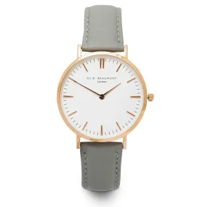 Elie Beaumont Large Oxford Watch With Grey Strap