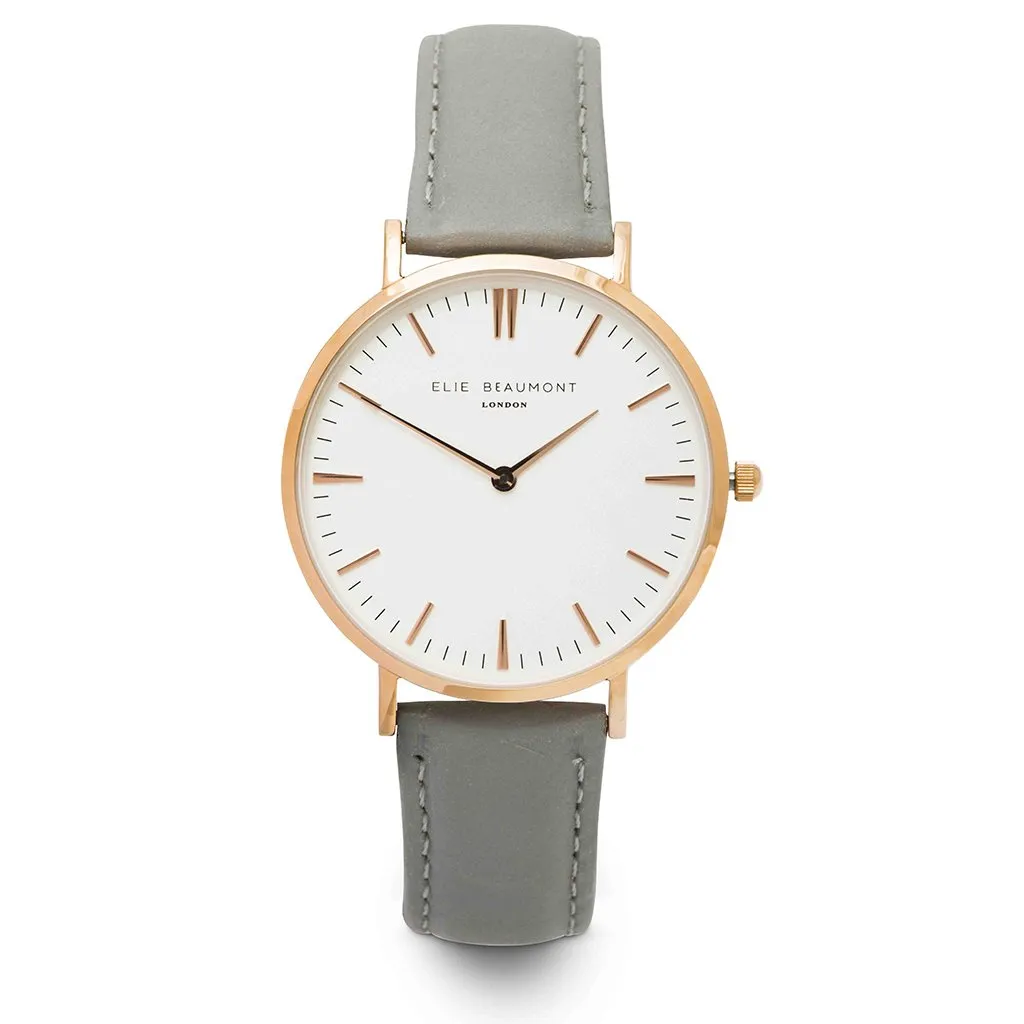 Elie Beaumont Large Oxford Watch With Grey Strap