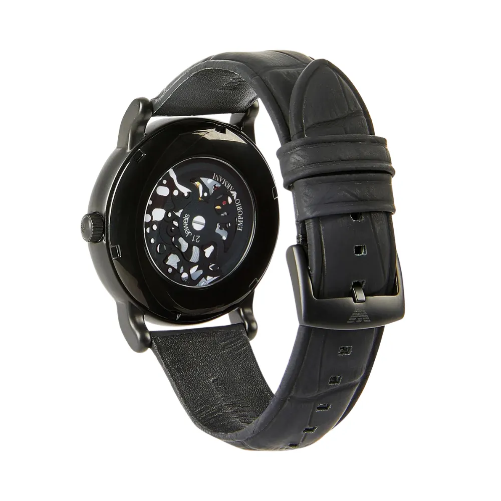 Emporio Armani Luigi Automatic Black Leather Men's Watch AR60008