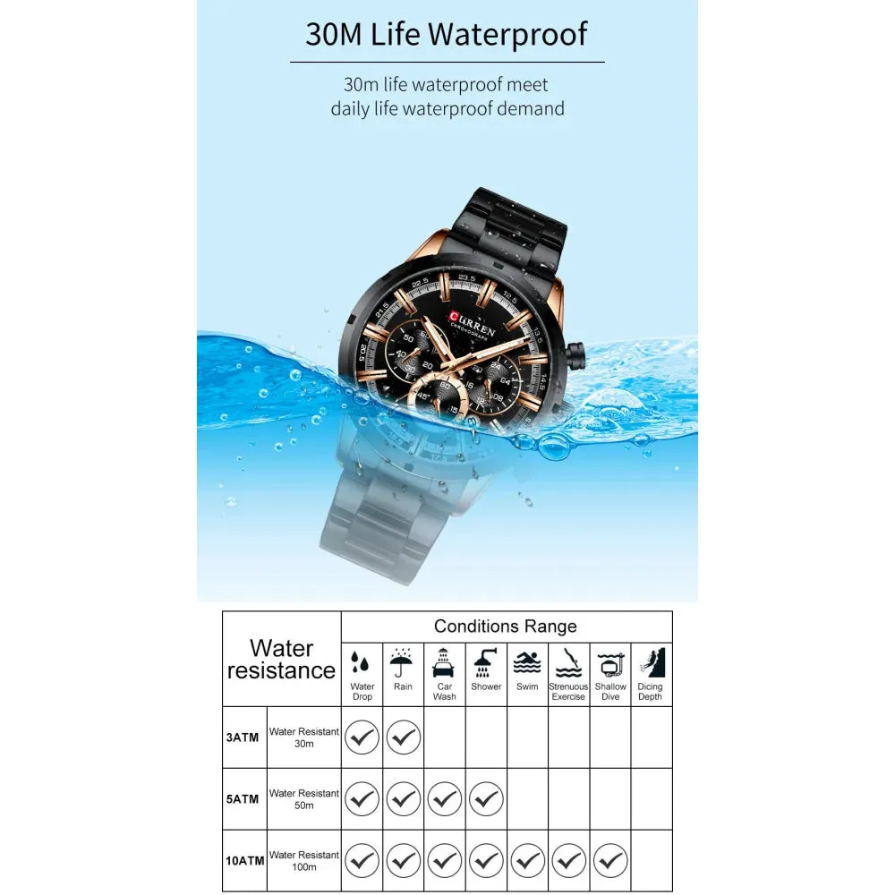 Fashion Quartz Watches Classic Silver and Black Clock Male Watch Mens Wristwatch with Calendar Chronograph