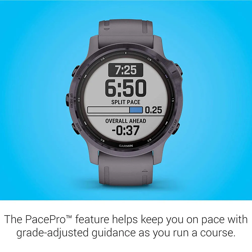 Garmin fenix 6s Pro Amethyst Silicone Band Digital Dial Solar Multisport GPS Smart Watch - 010-02409-14