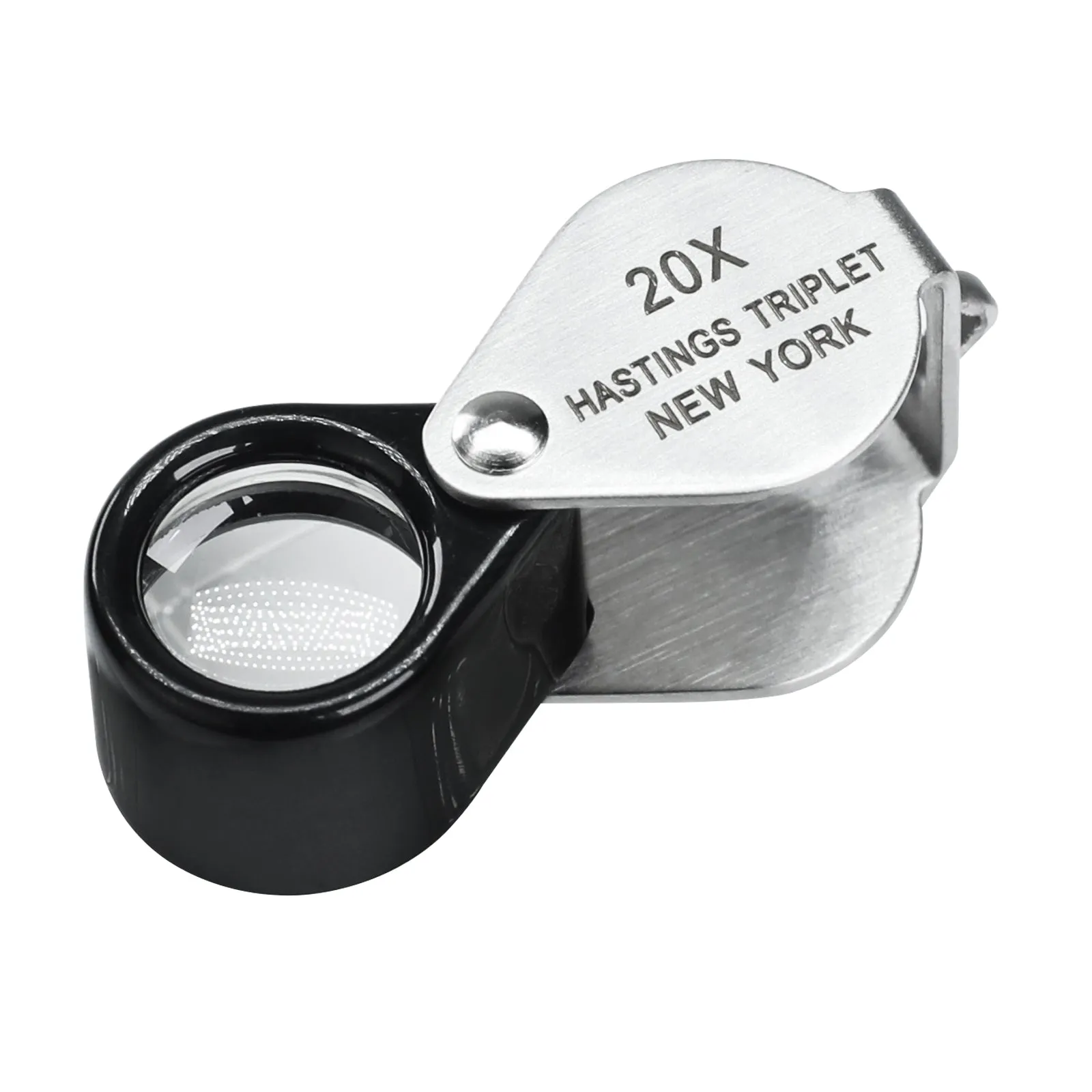 GEM-395 20x Magnification Hasting Jewelry Mini Loupe Optical Glass Triplet Lens Stainless Steel Body Foldaway Pocket Magnifying Tool Stamp & Coin Hobbyists Watch Repair Mechanic