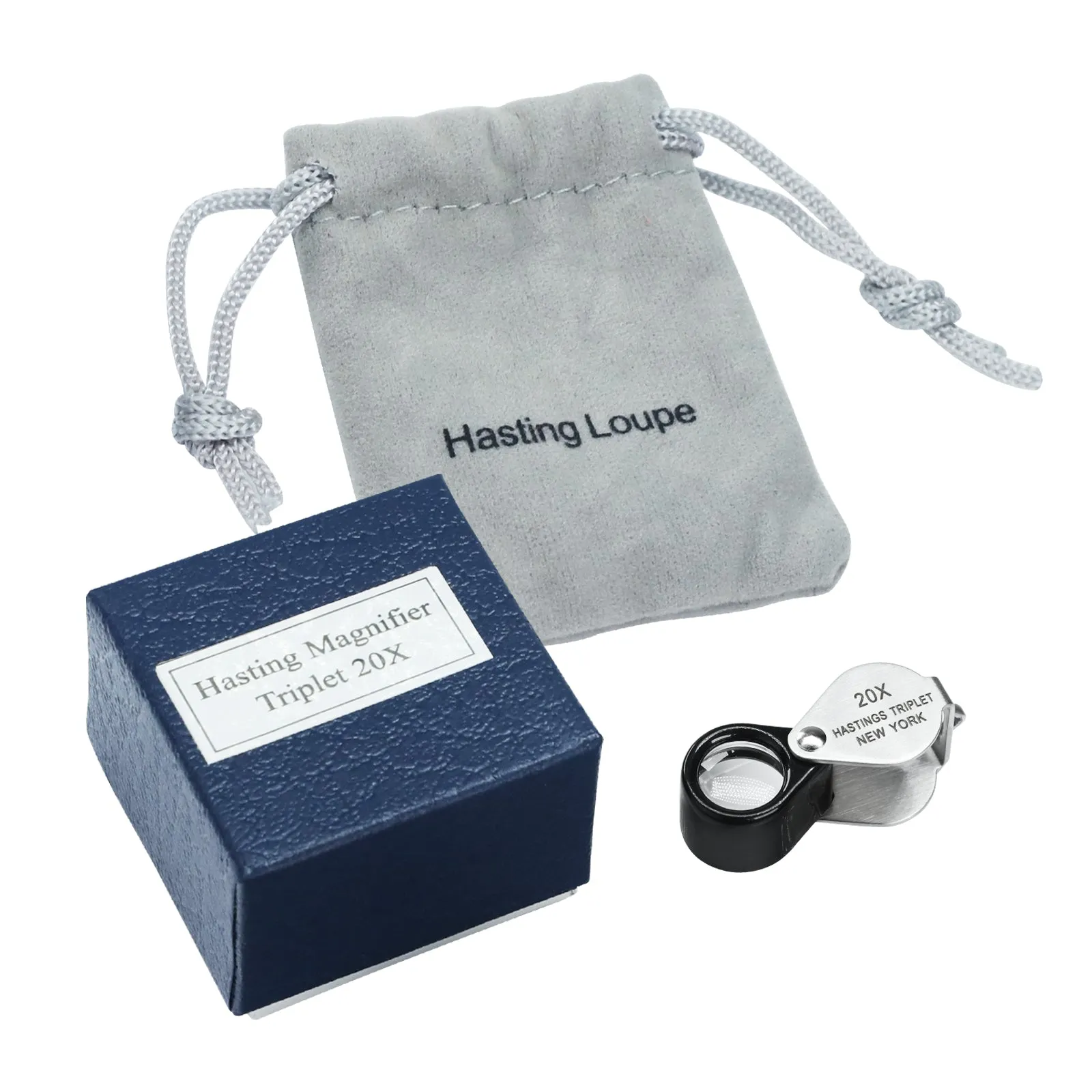 GEM-395 20x Magnification Hasting Jewelry Mini Loupe Optical Glass Triplet Lens Stainless Steel Body Foldaway Pocket Magnifying Tool Stamp & Coin Hobbyists Watch Repair Mechanic