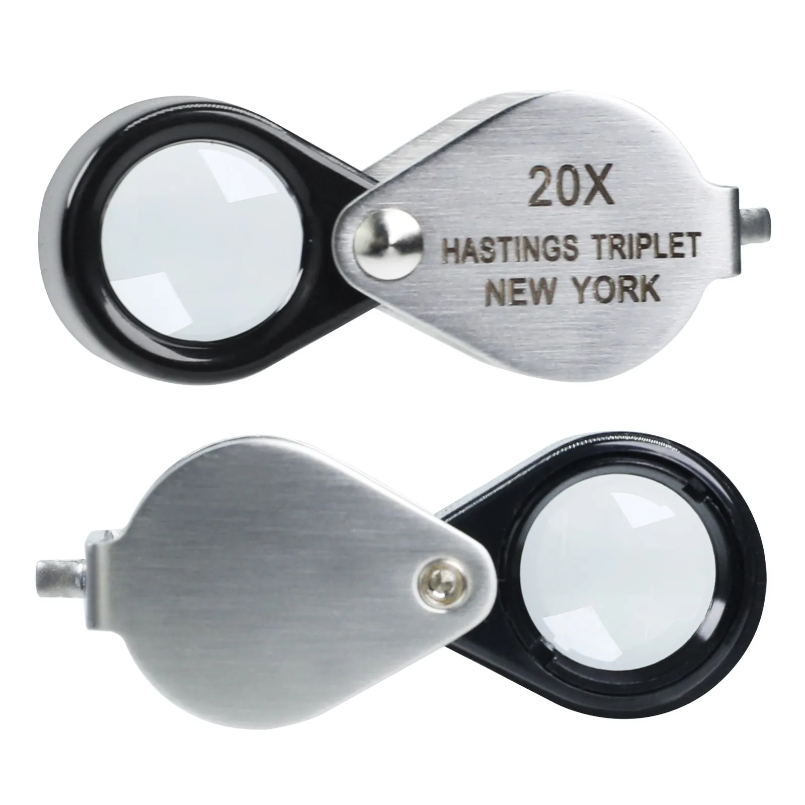 GEM-395 20x Magnification Hasting Jewelry Mini Loupe Optical Glass Triplet Lens Stainless Steel Body Foldaway Pocket Magnifying Tool Stamp & Coin Hobbyists Watch Repair Mechanic