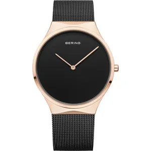 Gents Black Stainless Steel Bracelet Watch With Black Dial
