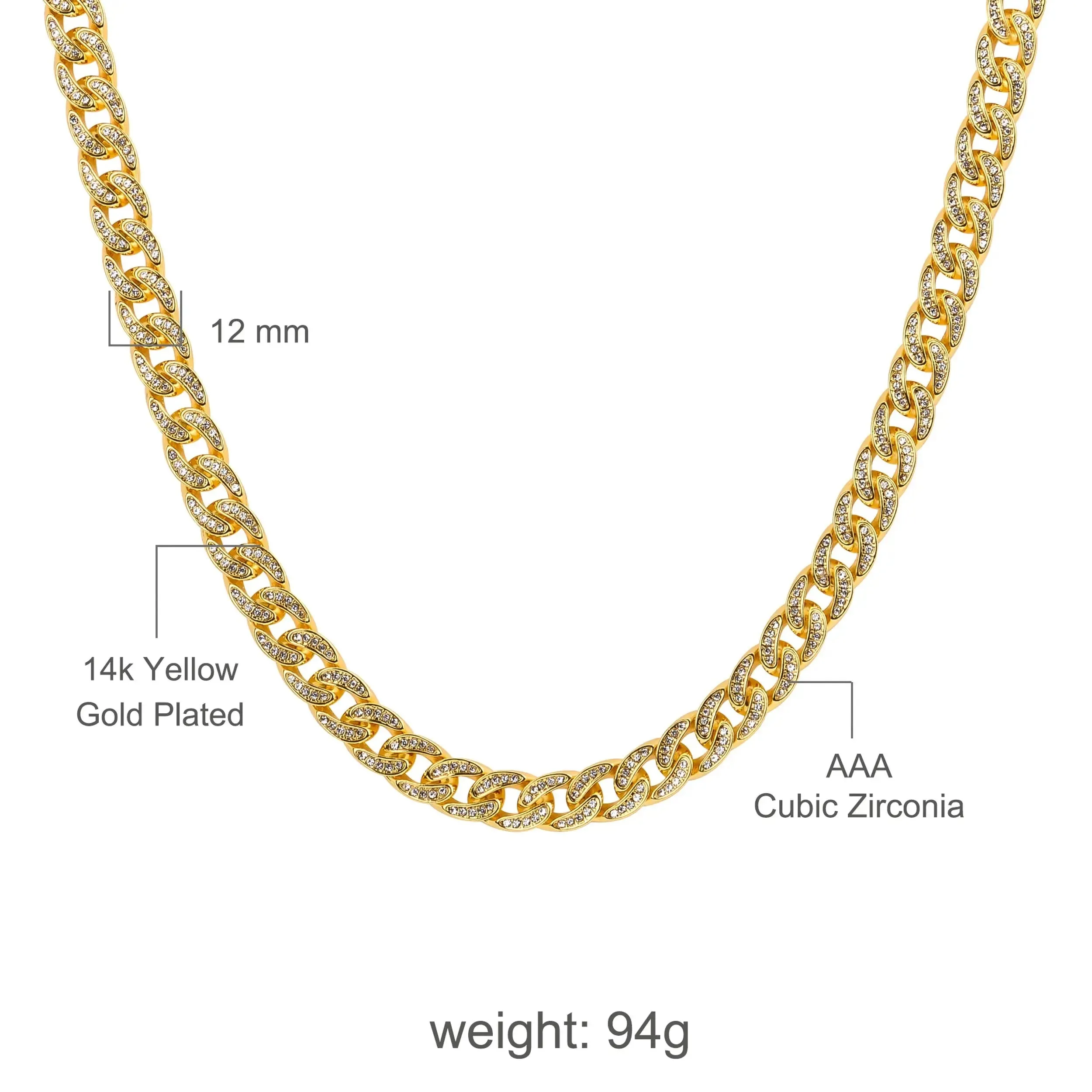 Glistening 13 MM Cuban Link Chain by Bling Master