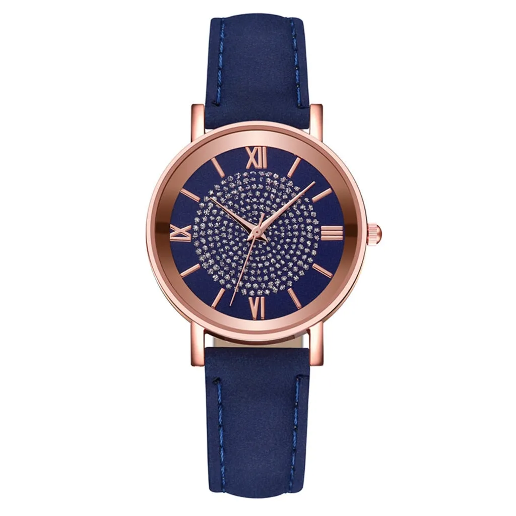 Good Quality Young Girls Luxury Quartz Watch For Womens Fashion Watch With For Leather Belt Montre Femme Strass Dropshipping