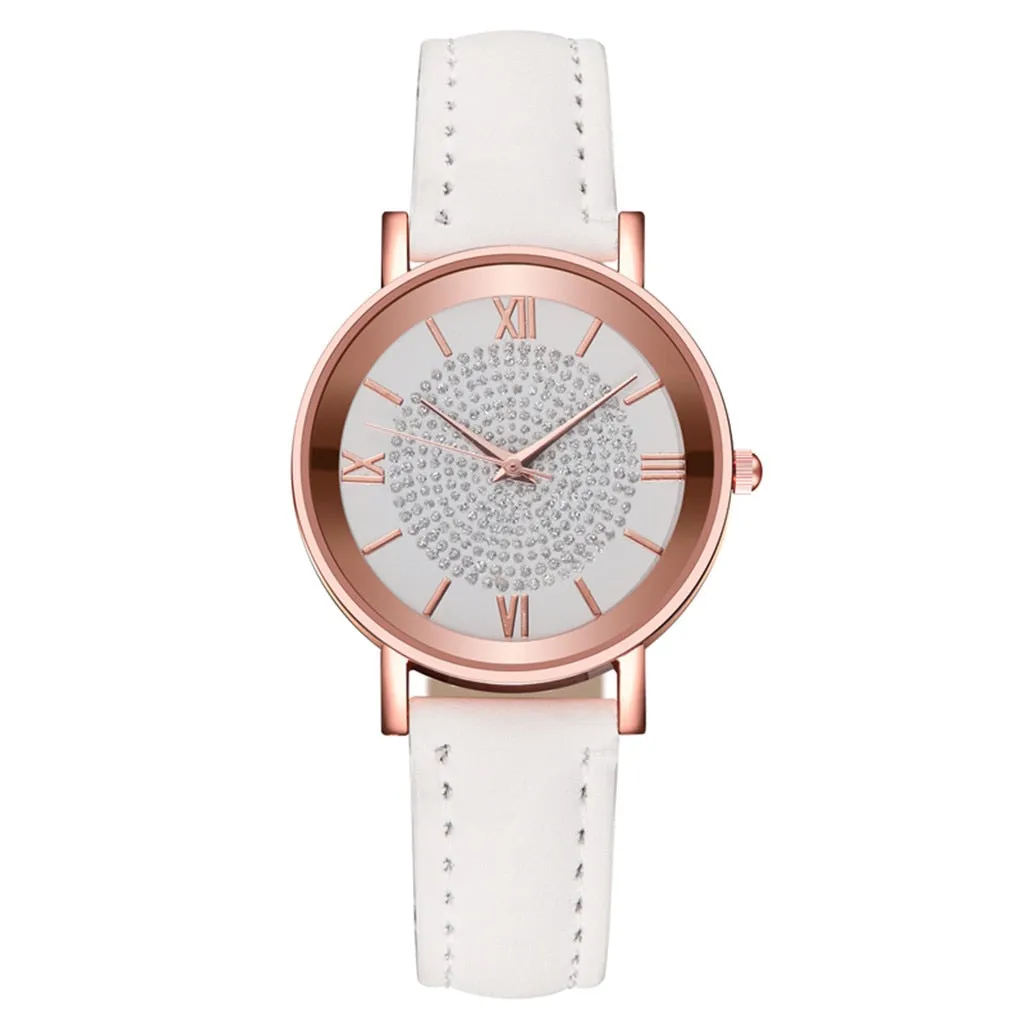 Good Quality Young Girls Luxury Quartz Watch For Womens Fashion Watch With For Leather Belt Montre Femme Strass Dropshipping