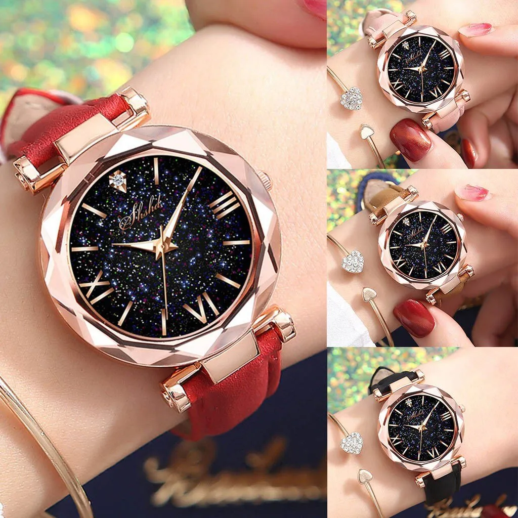 Good Quality Young Girls Luxury Quartz Watch For Womens Fashion Watch With For Leather Belt Montre Femme Strass Dropshipping