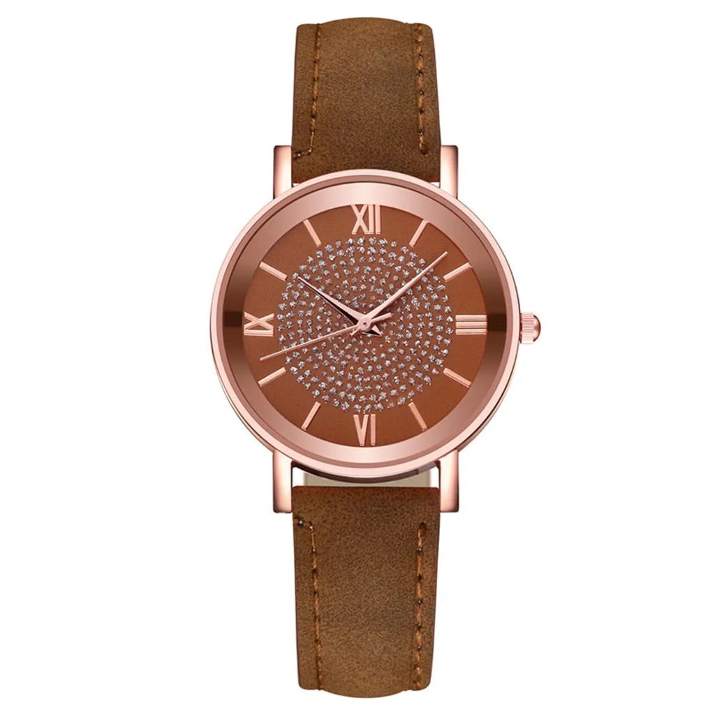 Good Quality Young Girls Luxury Quartz Watch For Womens Fashion Watch With For Leather Belt Montre Femme Strass Dropshipping