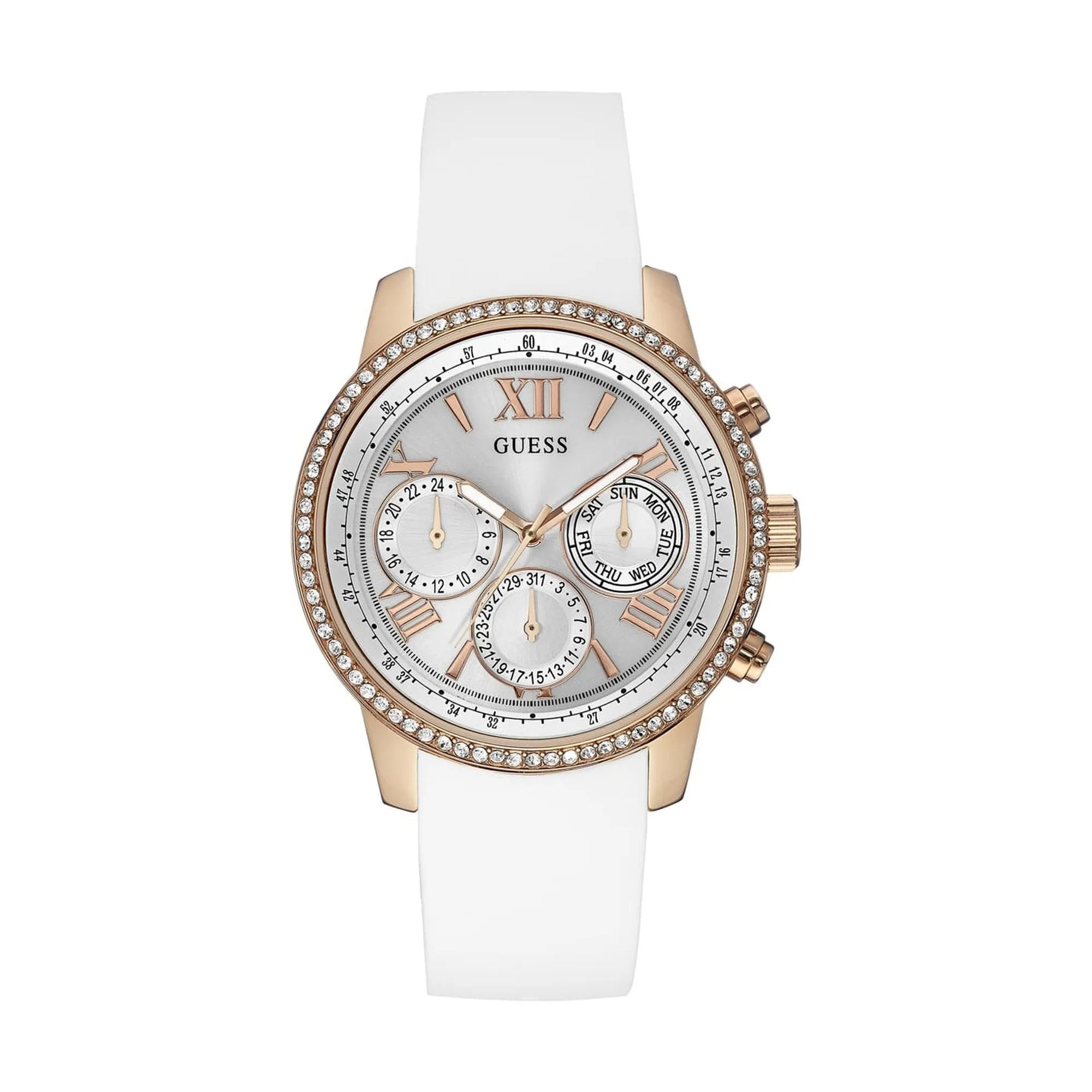 Guess Sport White Silicone Strap Rose Gold Women's Watch W0616L1
