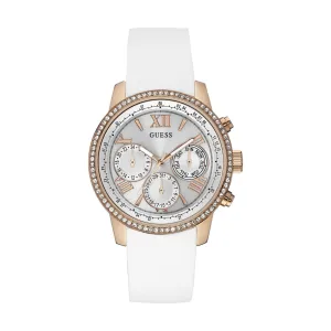 Guess Sport White Silicone Strap Rose Gold Women's Watch W0616L1