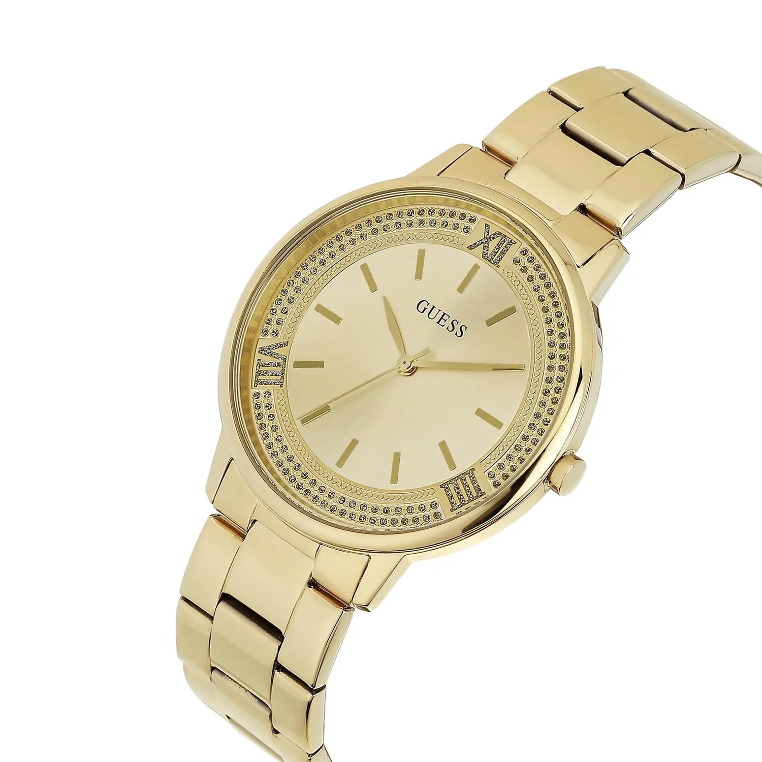 GUESS Stainless Steel Analog Gold Dial Women's Watch-U1406L2M