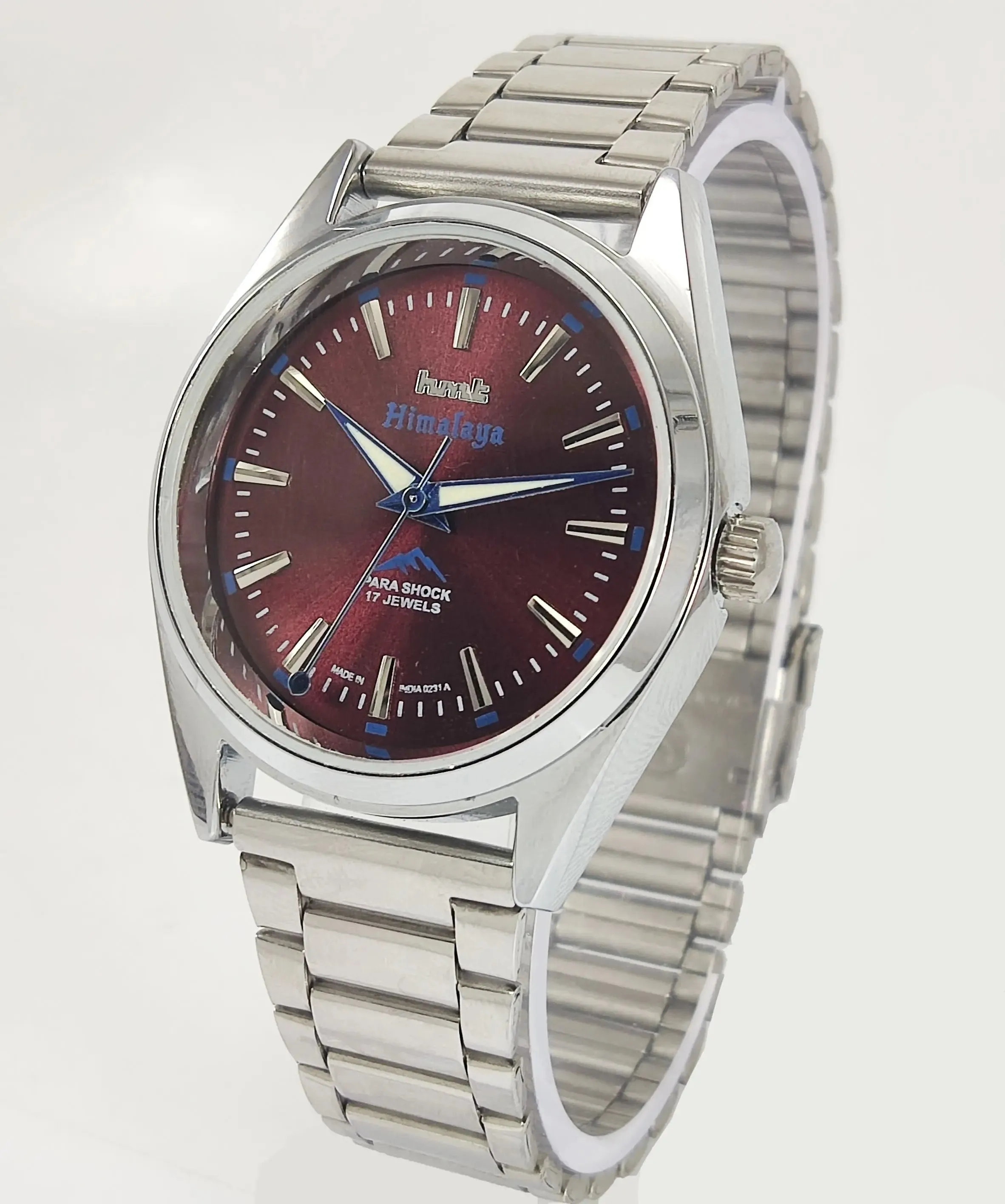 HMT Himalaya Para Shock 17 Jewels Transparent Back Mechanical Hand winding Men's Wrist Watch