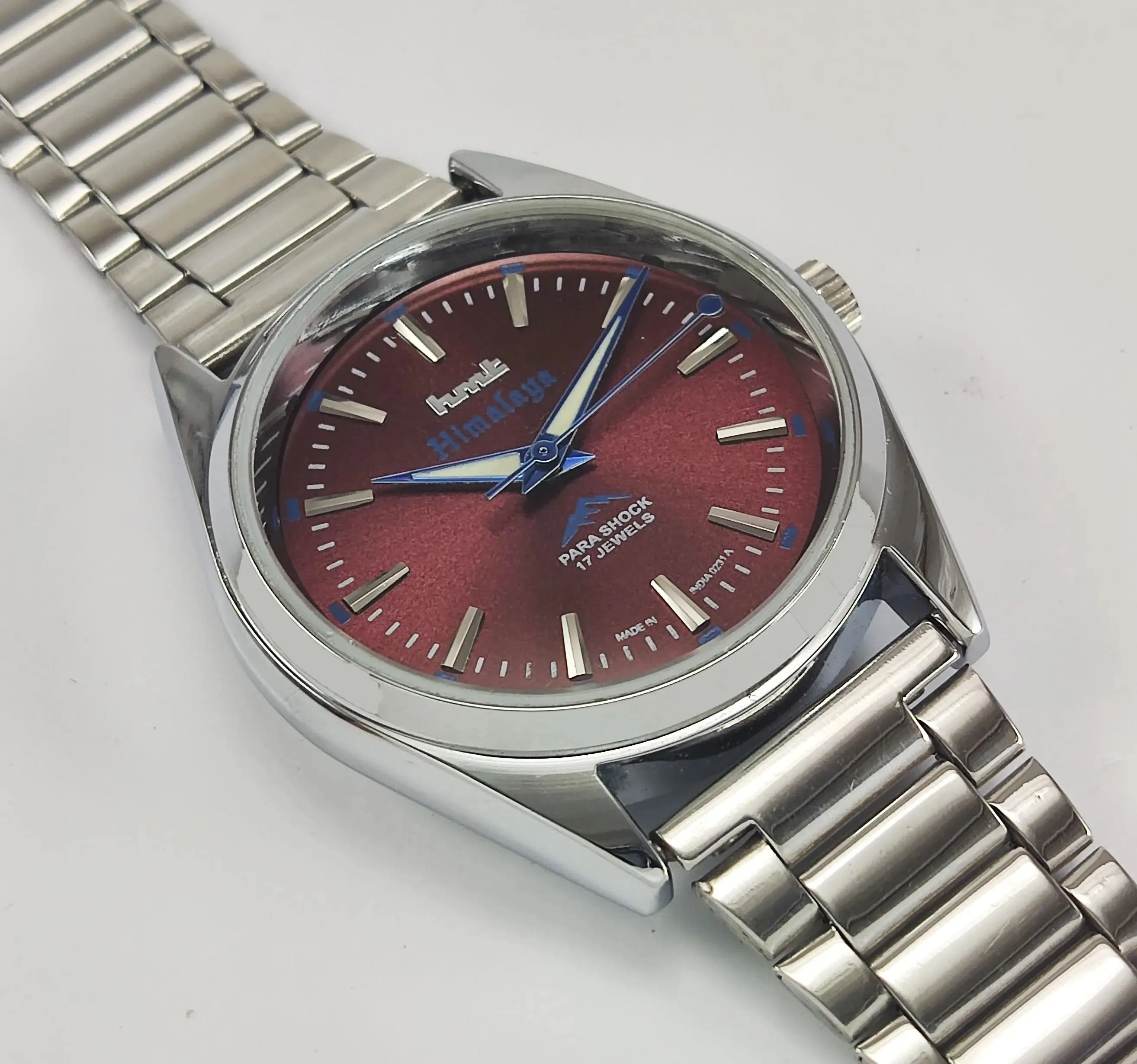 HMT Himalaya Para Shock 17 Jewels Transparent Back Mechanical Hand winding Men's Wrist Watch