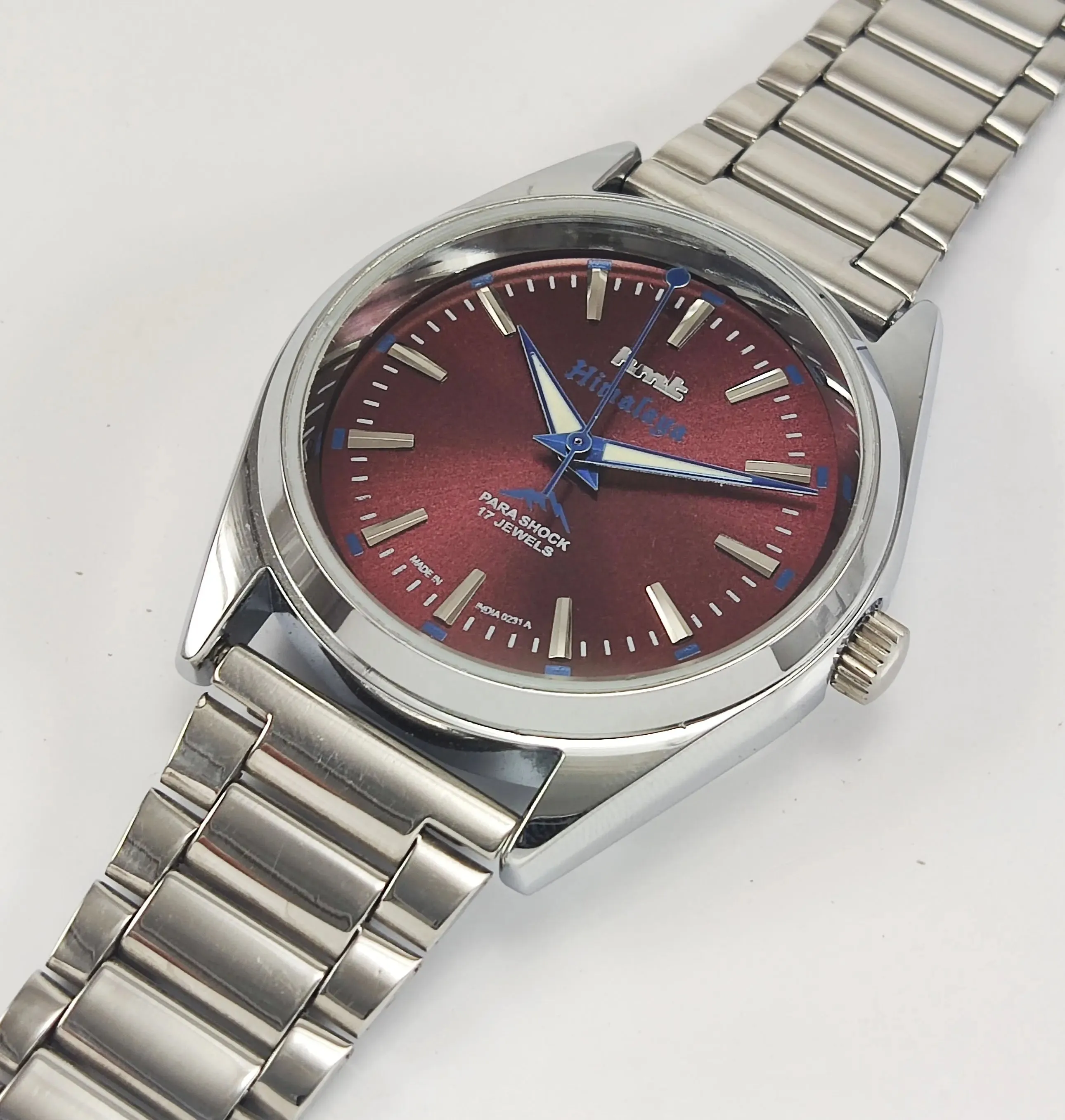 HMT Himalaya Para Shock 17 Jewels Transparent Back Mechanical Hand winding Men's Wrist Watch