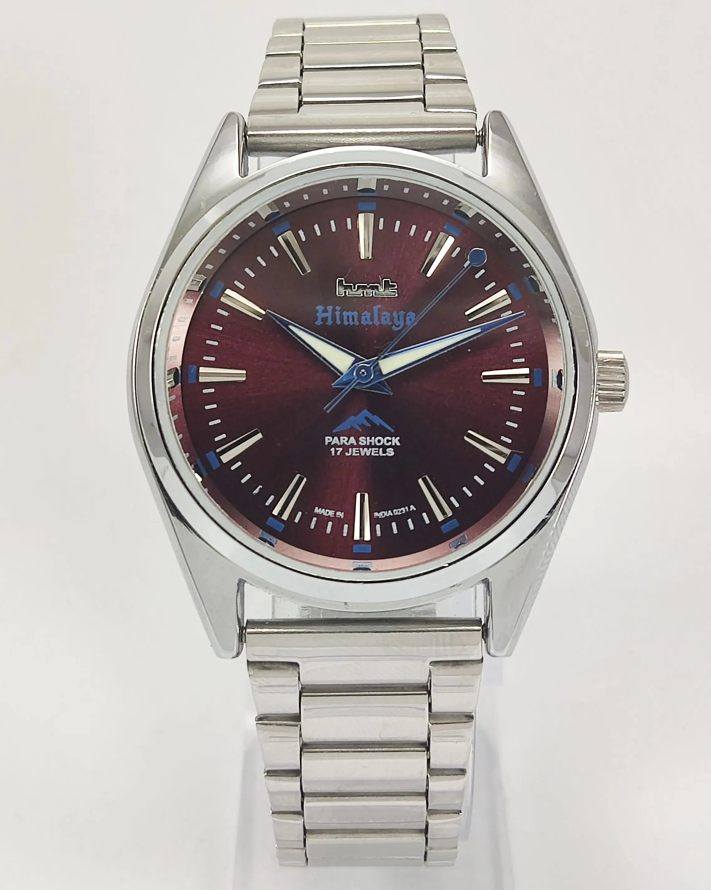 HMT Himalaya Para Shock 17 Jewels Transparent Back Mechanical Hand winding Men's Wrist Watch