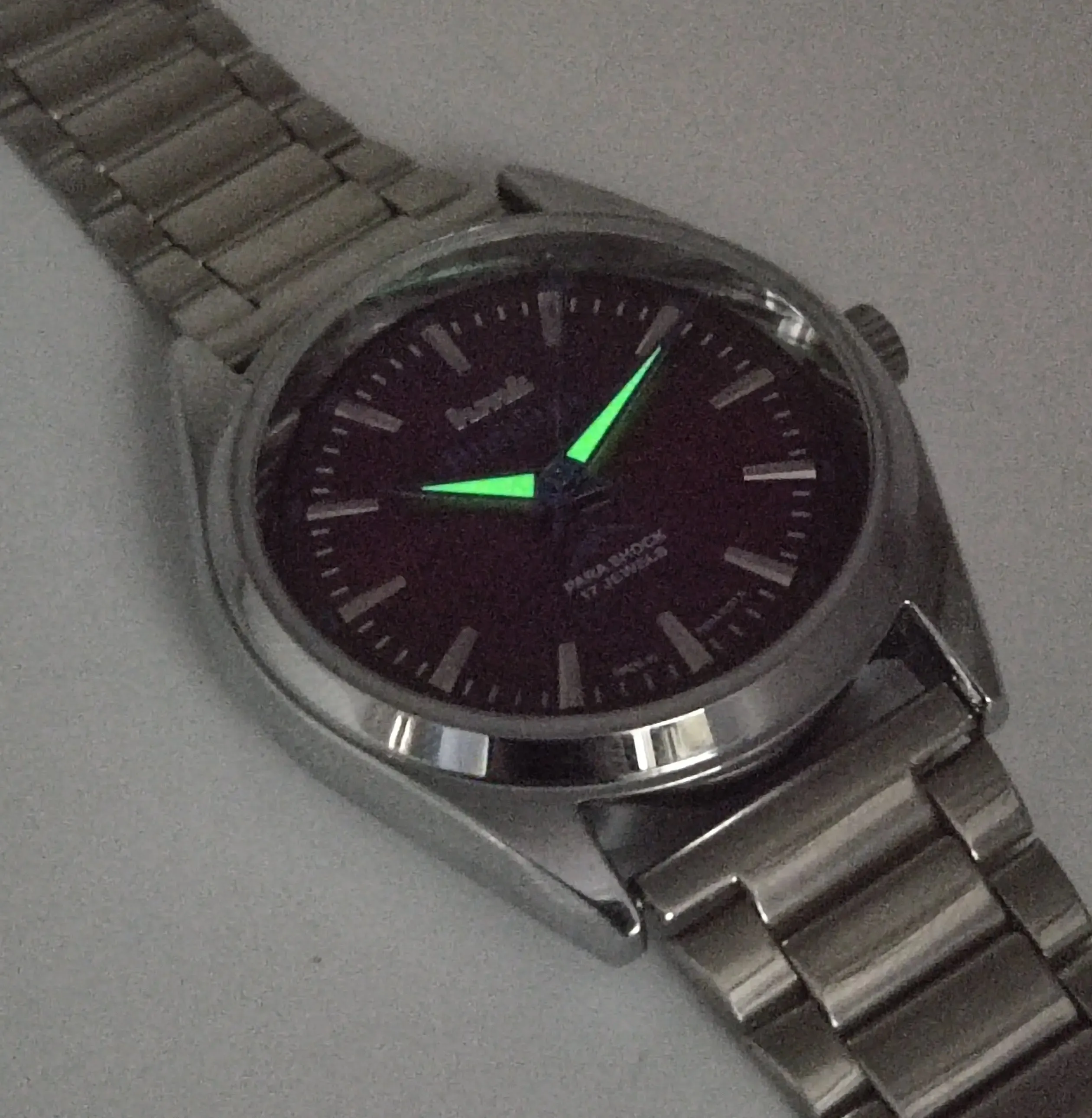 HMT Himalaya Para Shock 17 Jewels Transparent Back Mechanical Hand winding Men's Wrist Watch