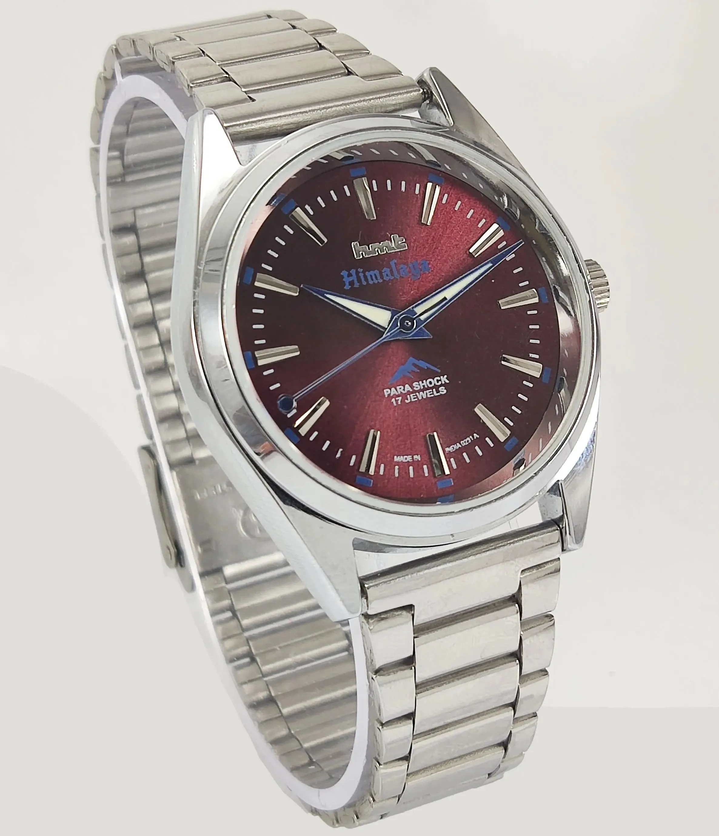 HMT Himalaya Para Shock 17 Jewels Transparent Back Mechanical Hand winding Men's Wrist Watch