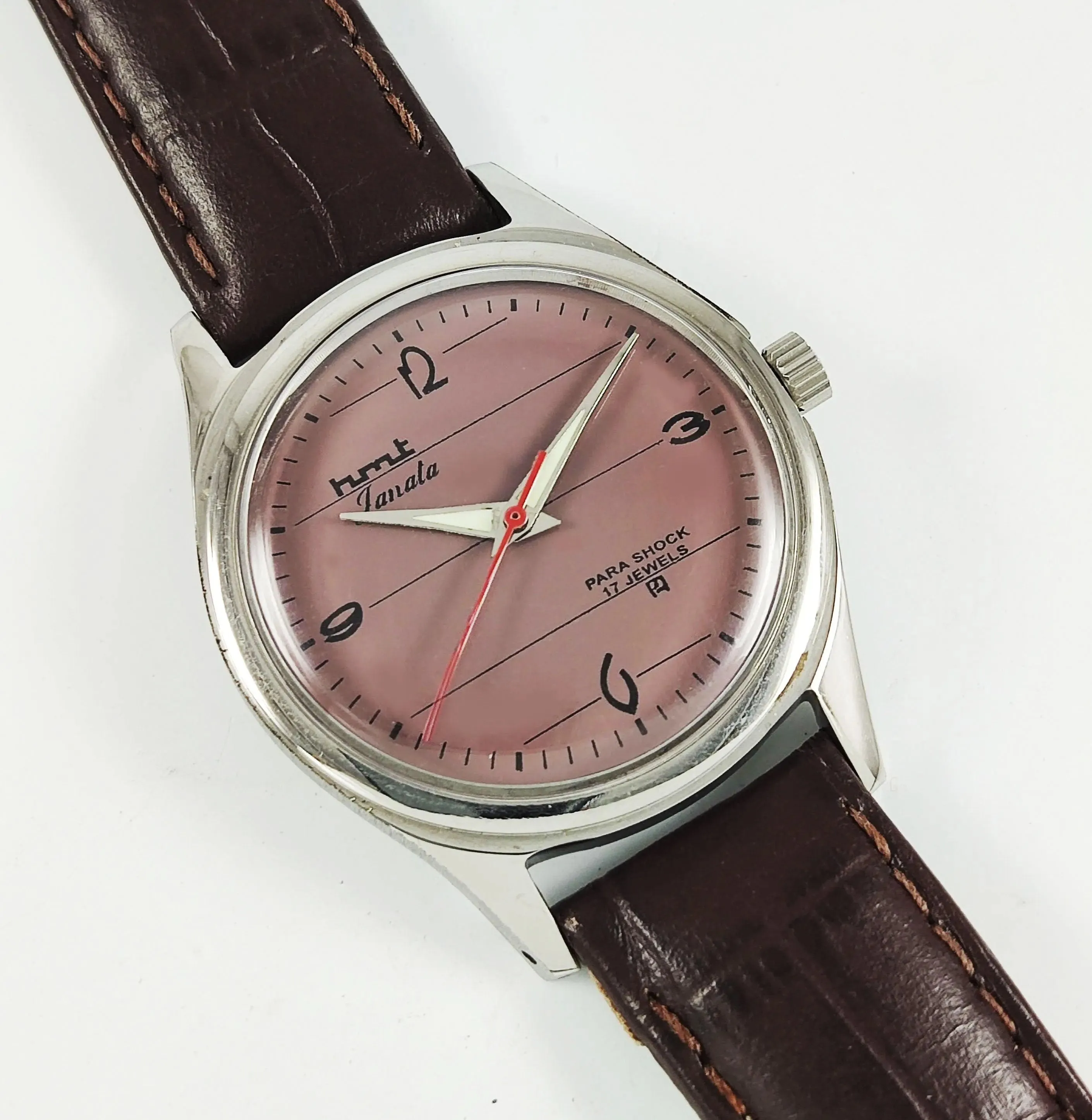 HMT Janata Para Shock 17 Jewels Brown Dial Mechanical Hand winding Men's Wrist Watch