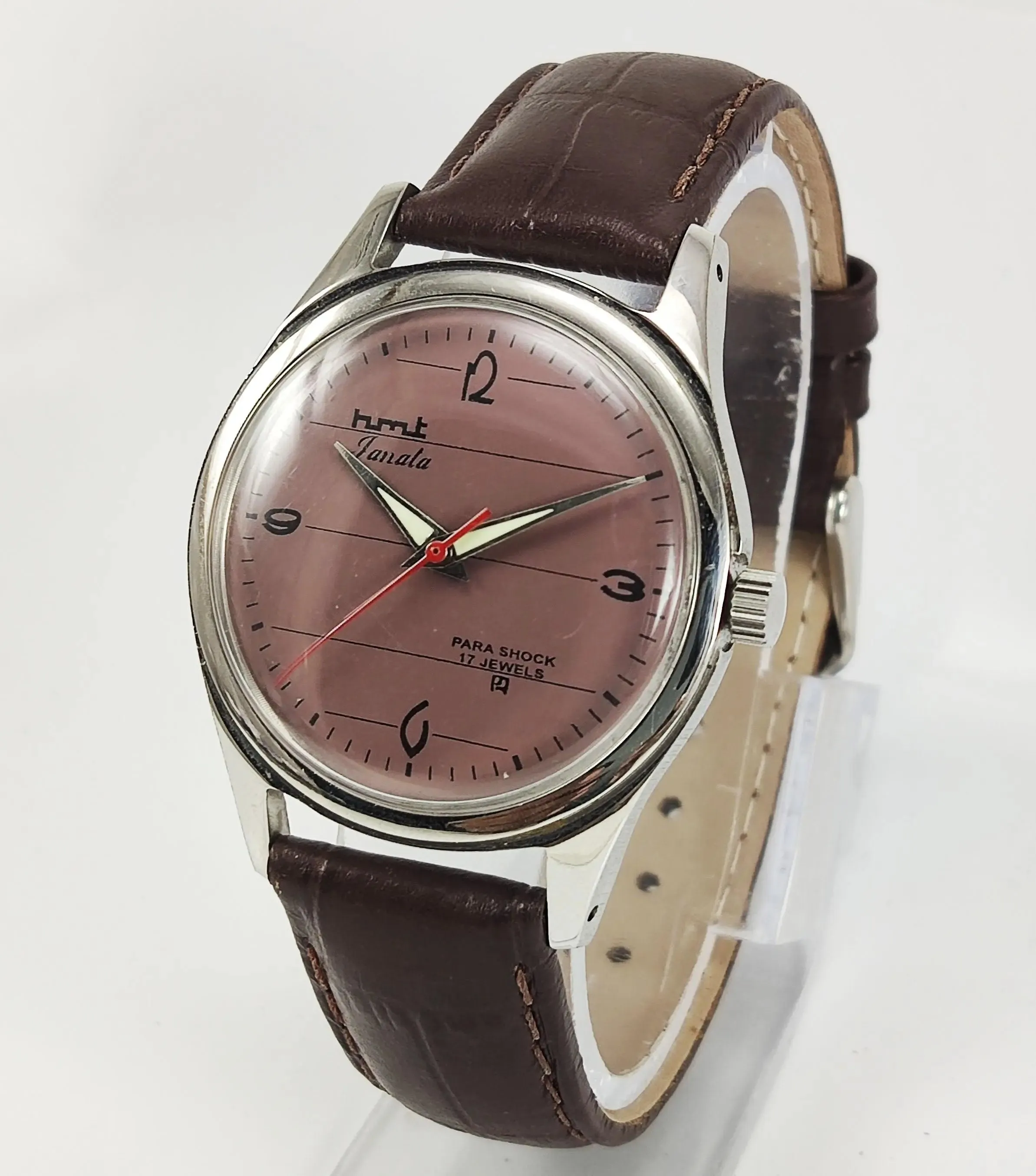 HMT Janata Para Shock 17 Jewels Brown Dial Mechanical Hand winding Men's Wrist Watch