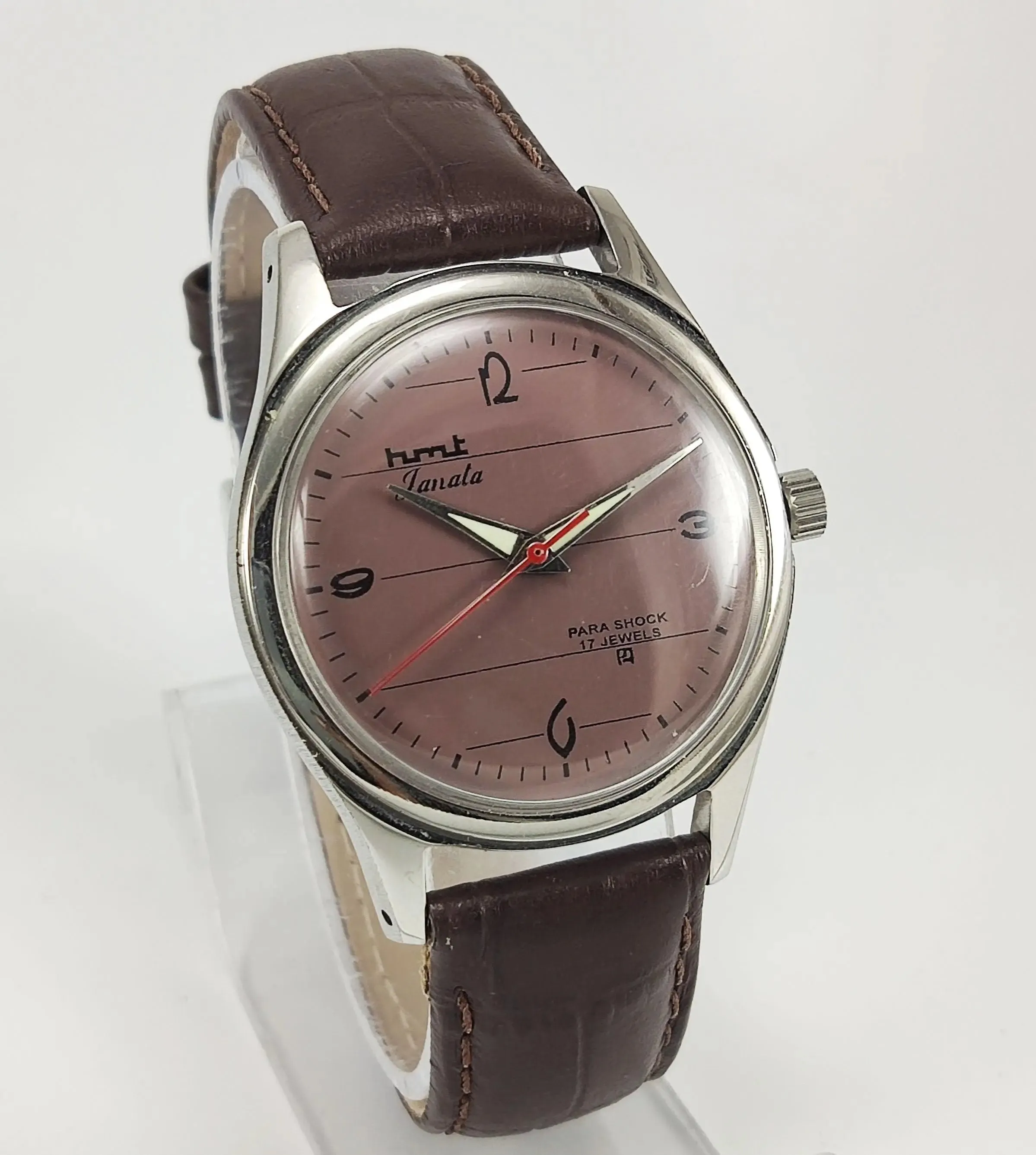 HMT Janata Para Shock 17 Jewels Brown Dial Mechanical Hand winding Men's Wrist Watch