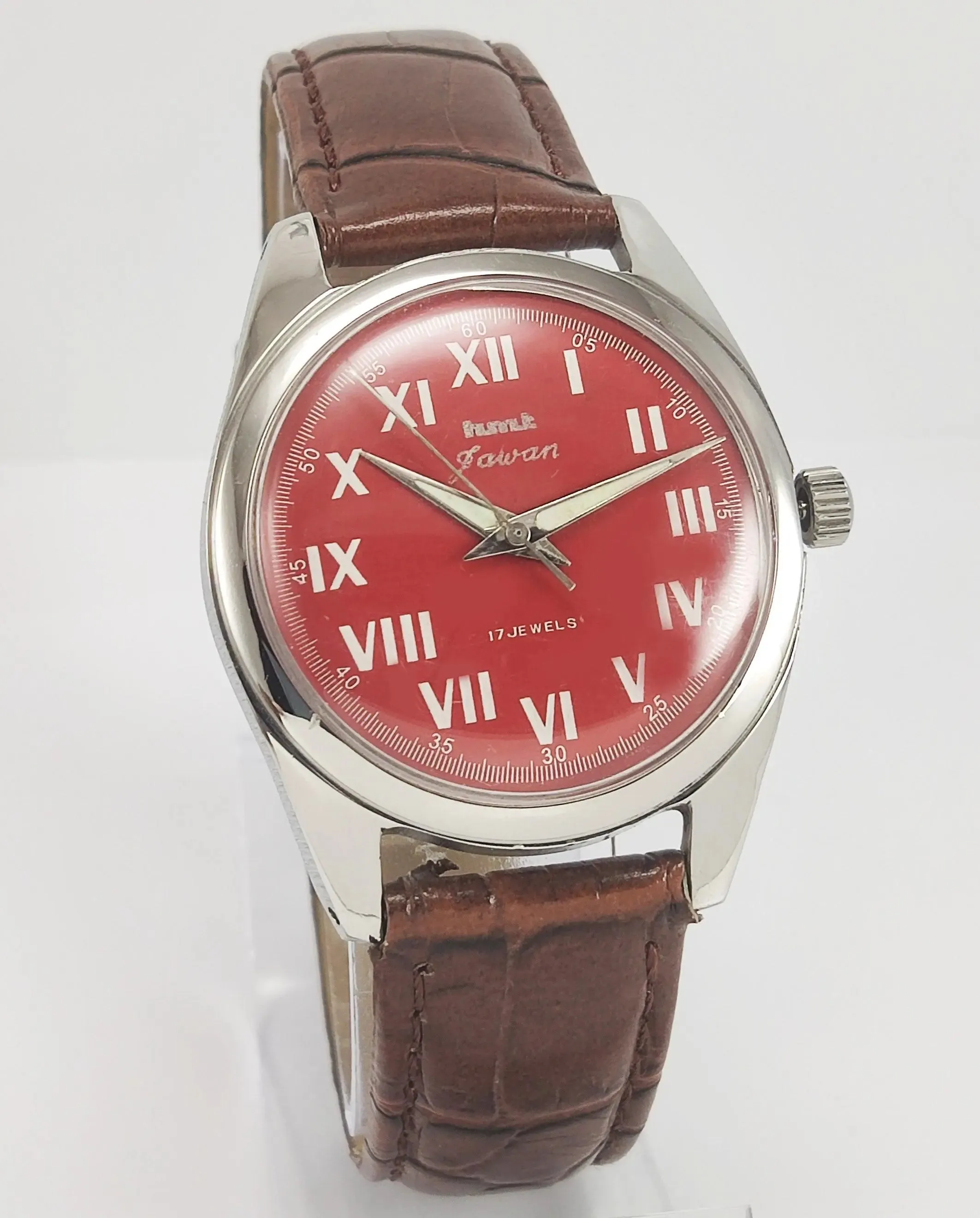 HMT Jawan Para Shock 17 Jewels Red Dial Mechanical Hand winding Men's Wrist Watch