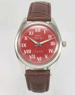 HMT Jawan Para Shock 17 Jewels Red Dial Mechanical Hand winding Men's Wrist Watch