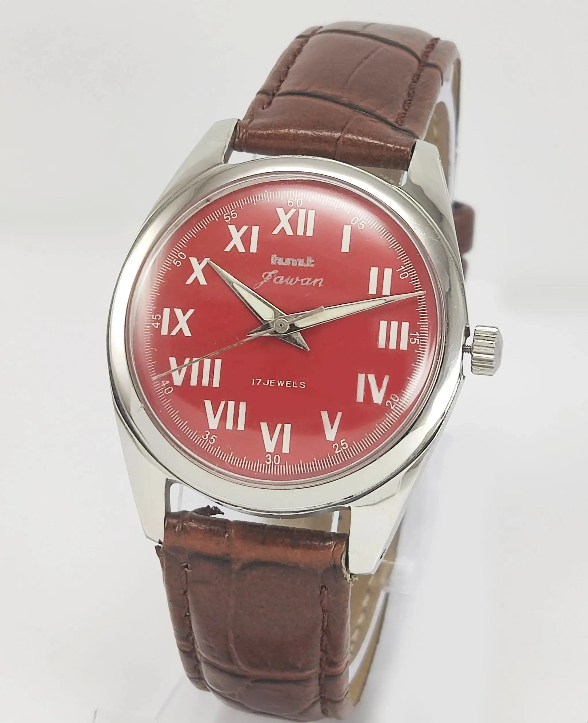 HMT Jawan Para Shock 17 Jewels Red Dial Mechanical Hand winding Men's Wrist Watch
