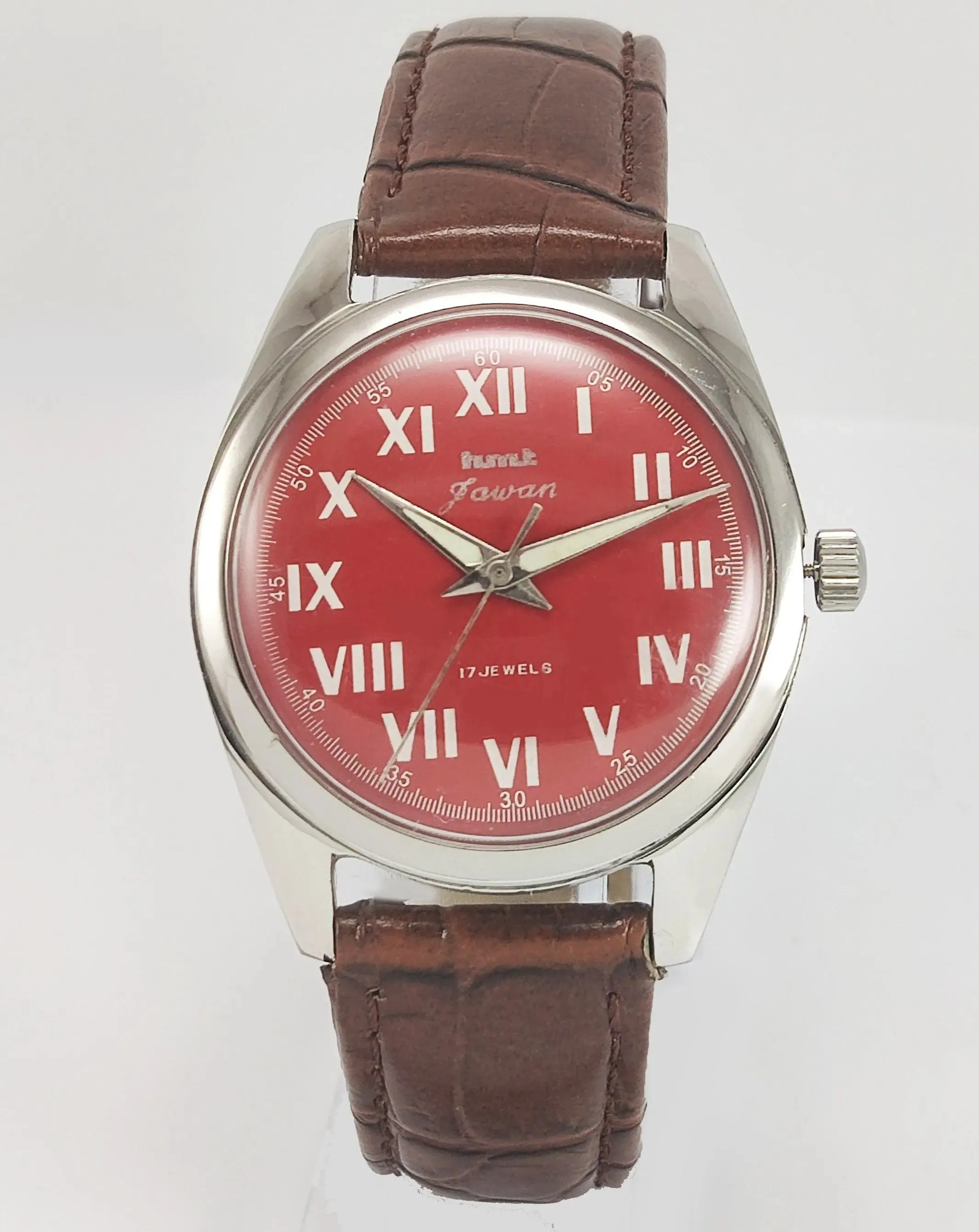 HMT Jawan Para Shock 17 Jewels Red Dial Mechanical Hand winding Men's Wrist Watch