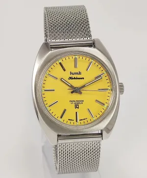HMT Kohinoor Para Shock 17 Jewels Sun Yellow Dial Mechanical Hand winding Men's Wrist Watch