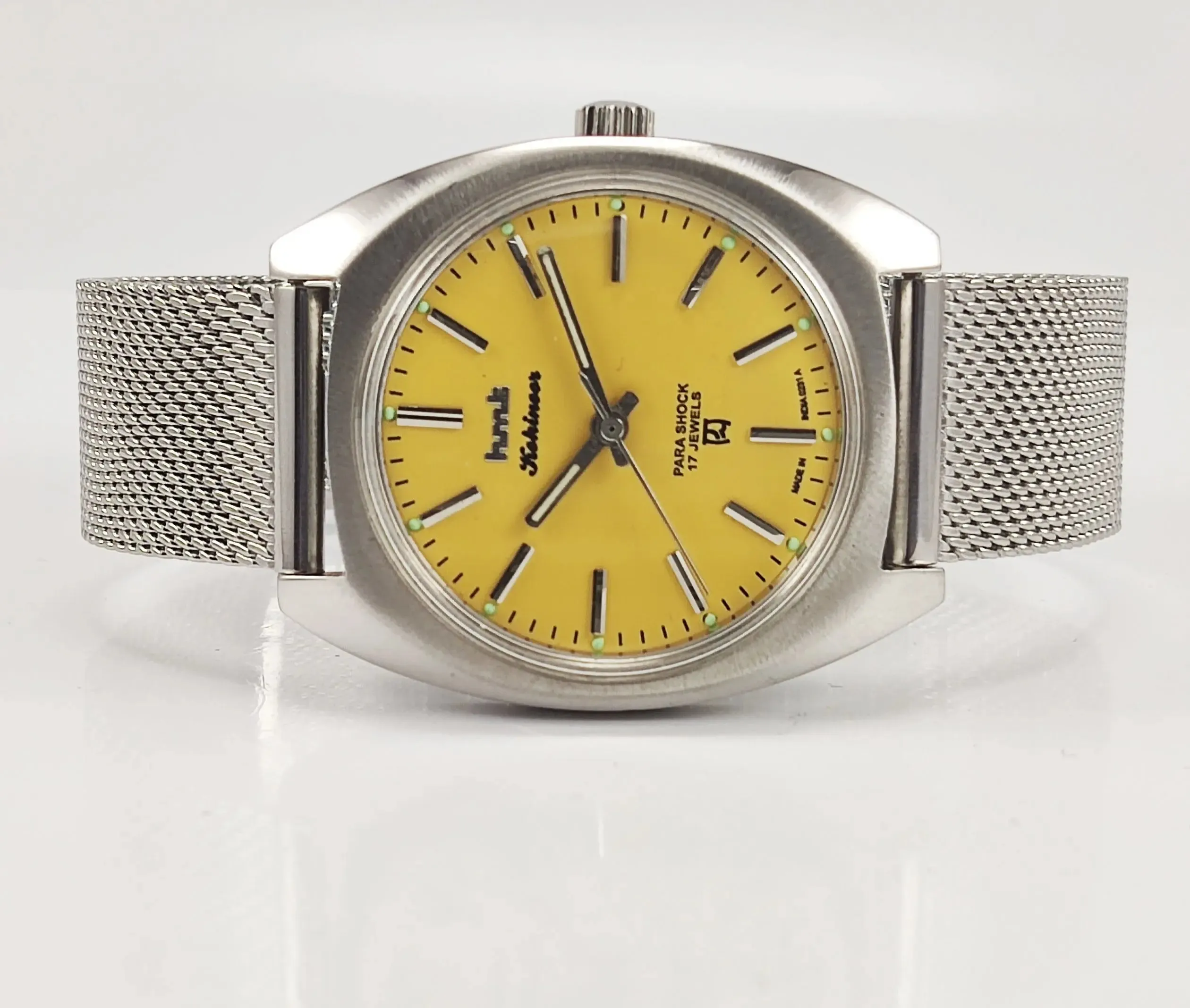 HMT Kohinoor Para Shock 17 Jewels Sun Yellow Dial Mechanical Hand winding Men's Wrist Watch