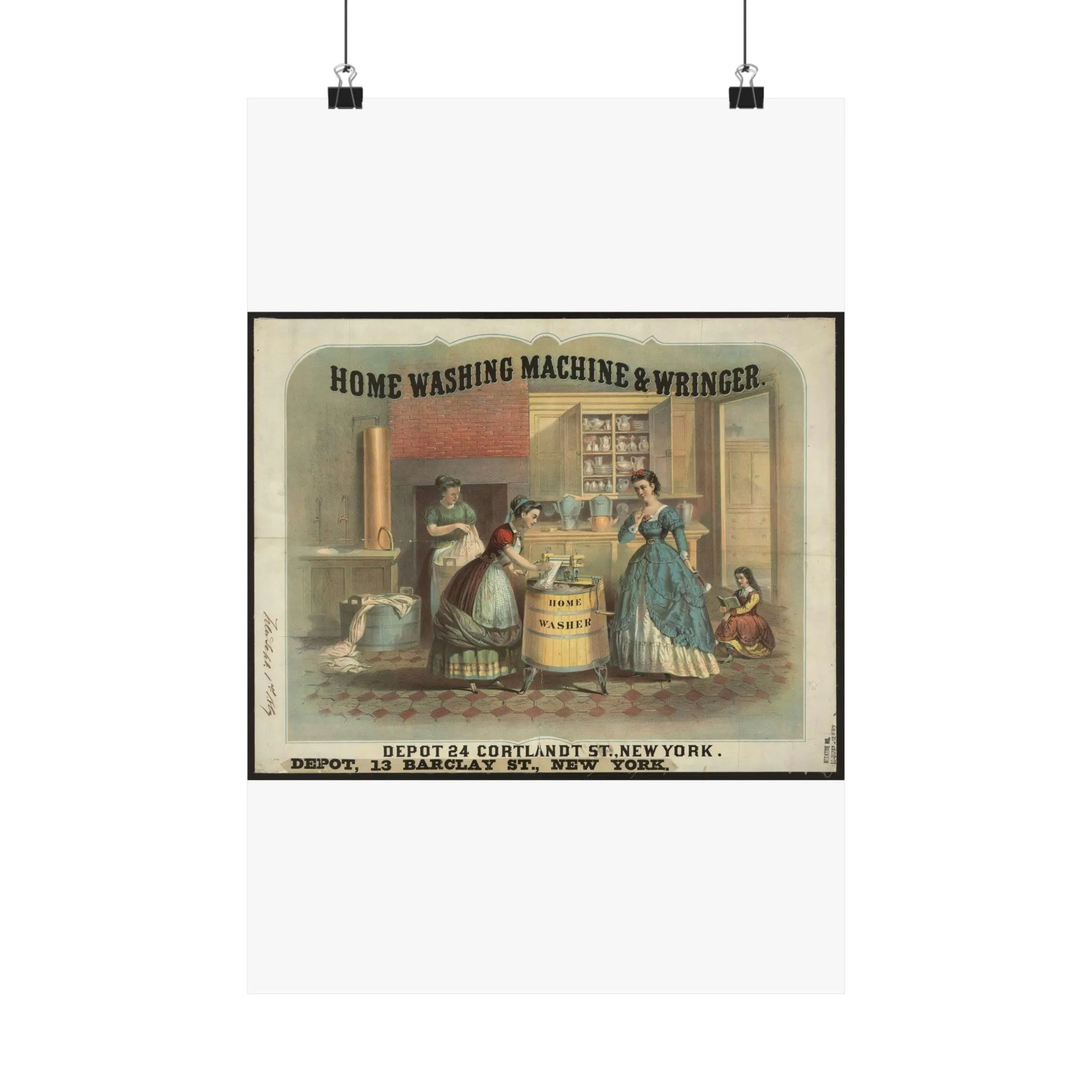 Home washing machine & wringer - A painting of a woman washing a woman's hands High Quality Matte Wall Art Poster for Home, Office, Classroom