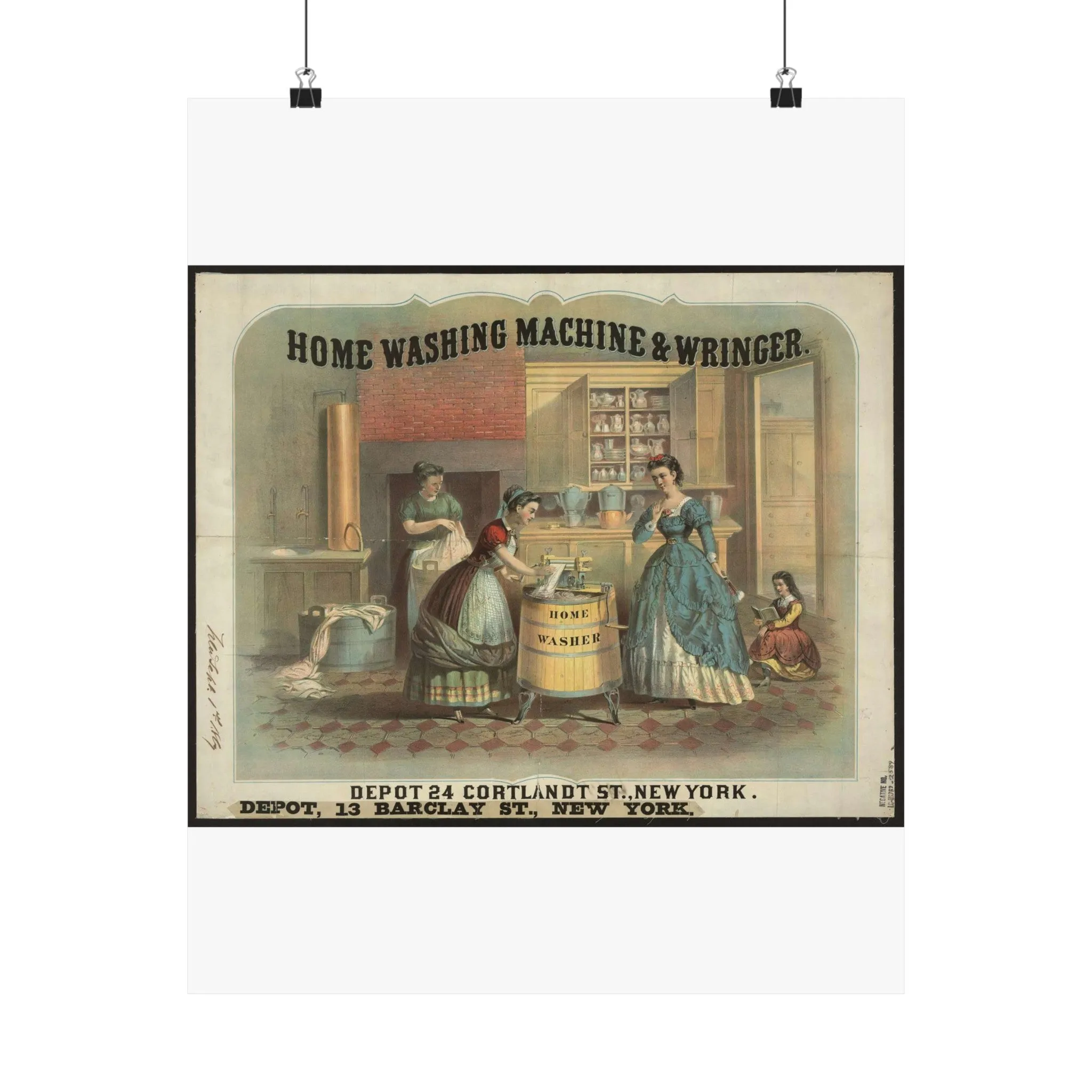 Home washing machine & wringer - A painting of a woman washing a woman's hands High Quality Matte Wall Art Poster for Home, Office, Classroom