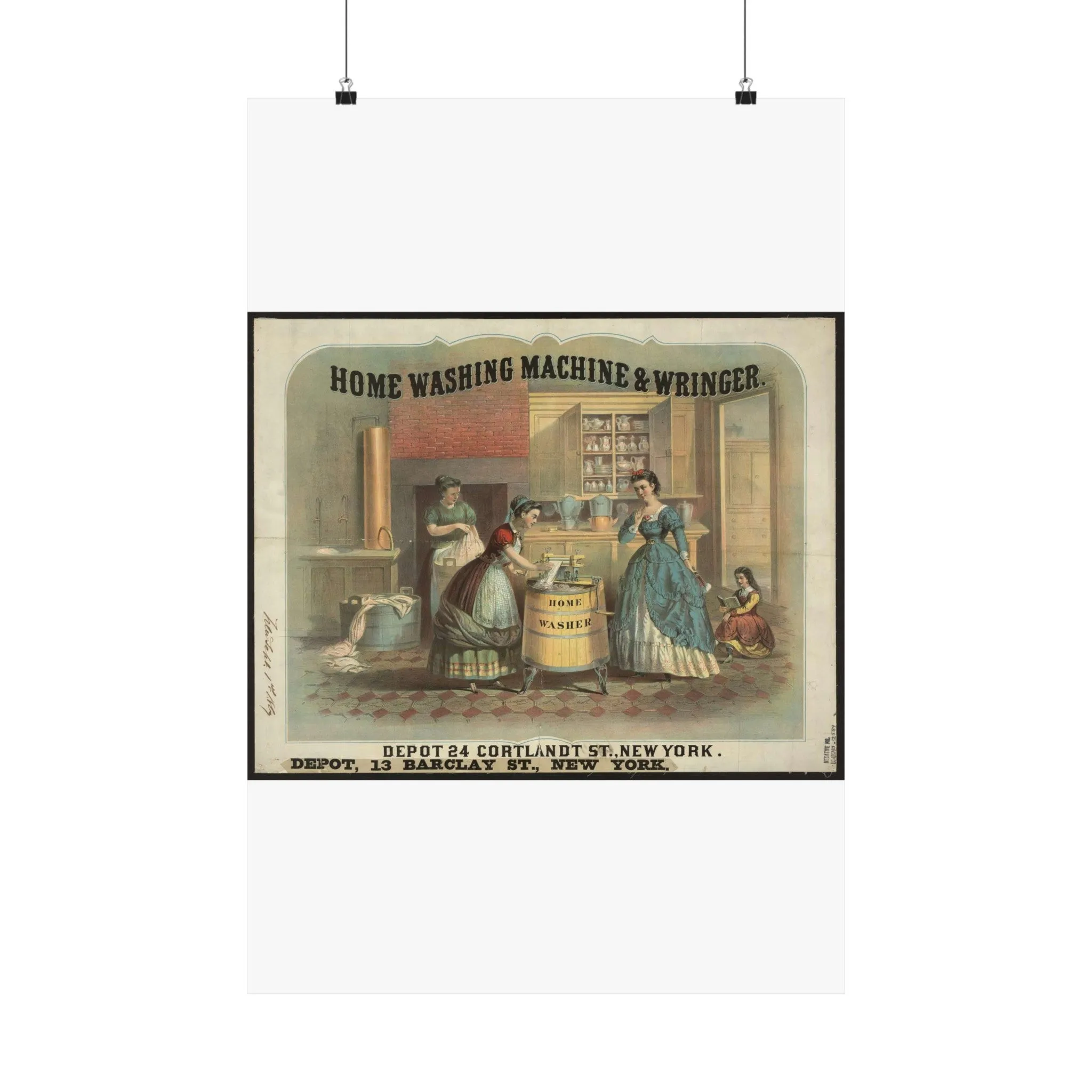 Home washing machine & wringer - A painting of a woman washing a woman's hands High Quality Matte Wall Art Poster for Home, Office, Classroom