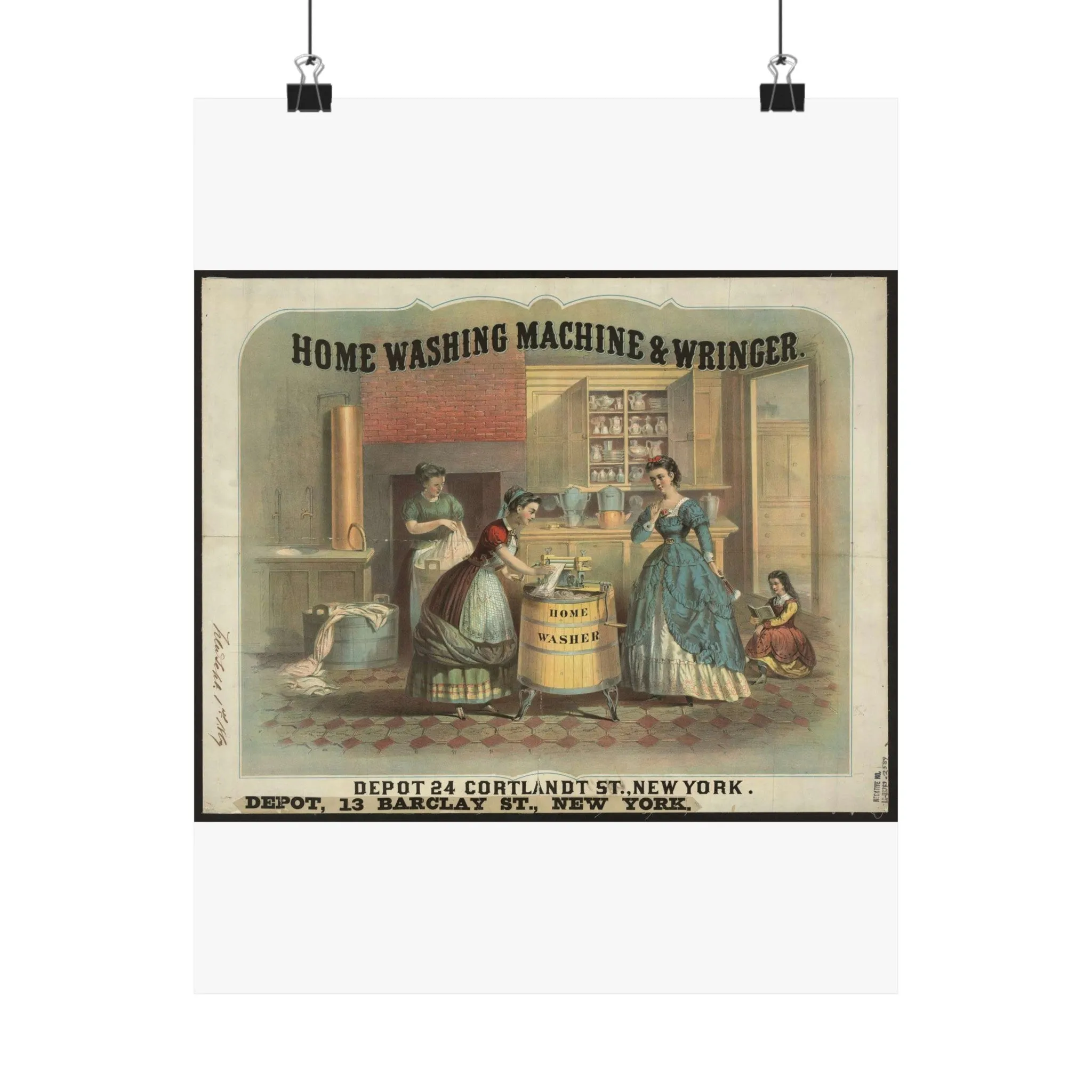 Home washing machine & wringer - A painting of a woman washing a woman's hands High Quality Matte Wall Art Poster for Home, Office, Classroom