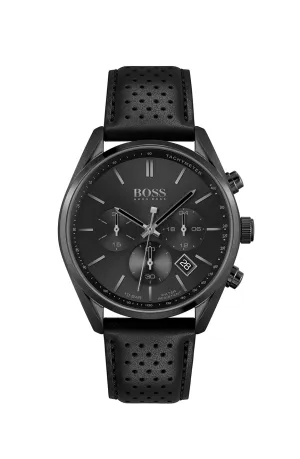 Hugo Boss Champion Black Leather Men's Watch 1513880