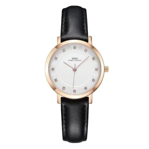 IBSO 36WB Ultra-thin Leather Strap Women's Quartz Watches
