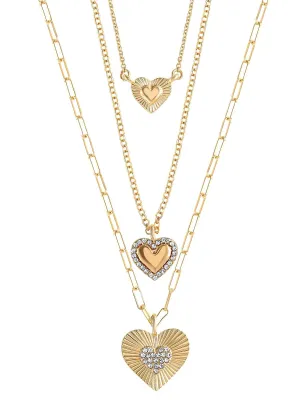 Jessica Simpson Fashion Gold Metal Layer Heart Necklace