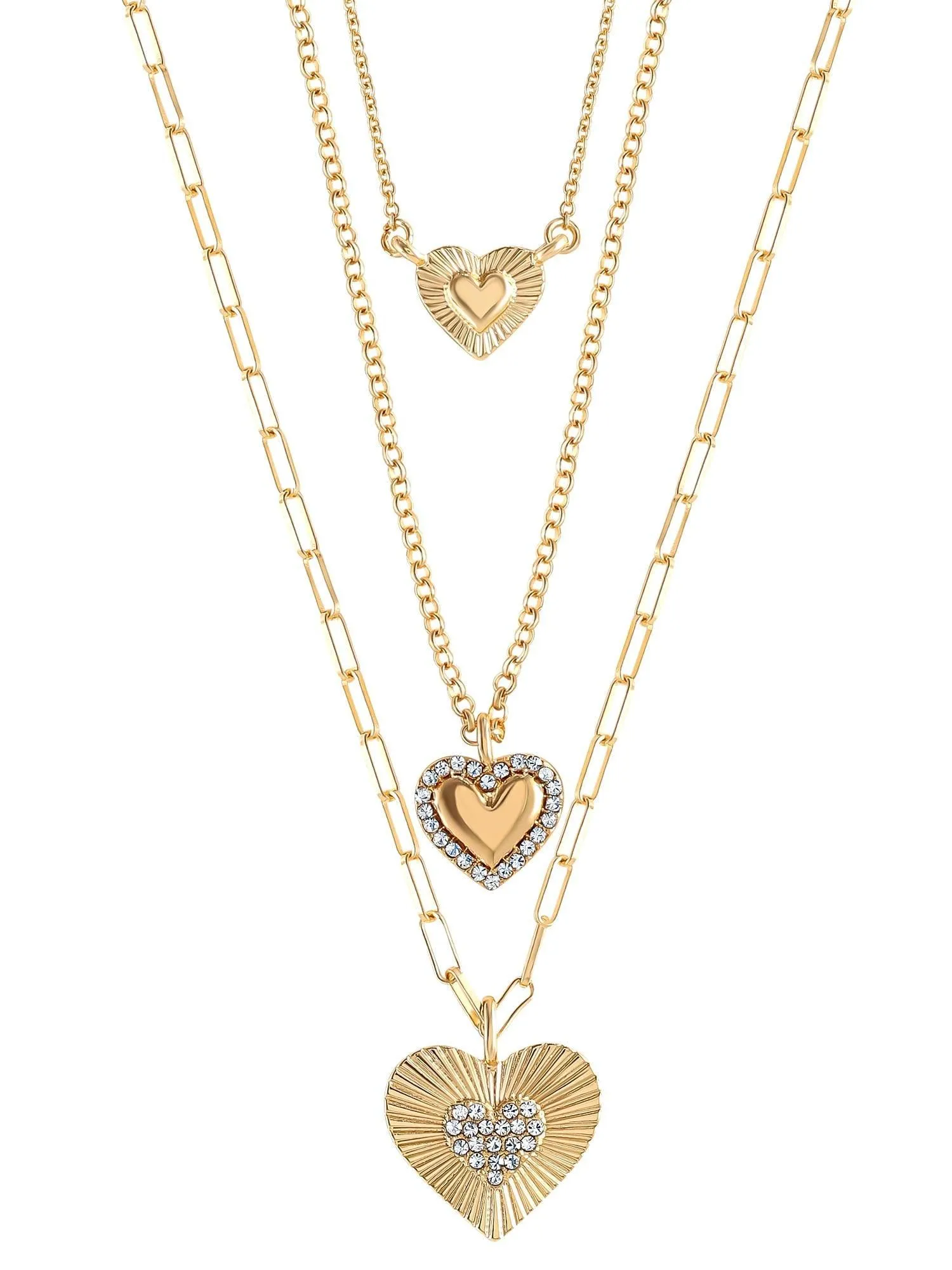 Jessica Simpson Fashion Gold Metal Layer Heart Necklace