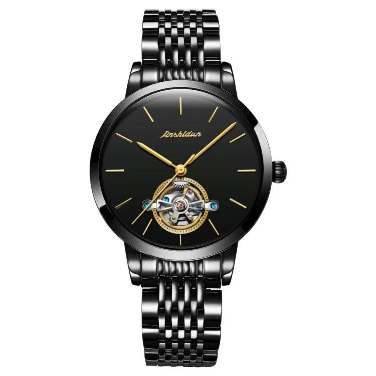 JIN SHI DUN 8812 Women's Elegant Waterproof Automatic Mechanical Watch with Hollow Design