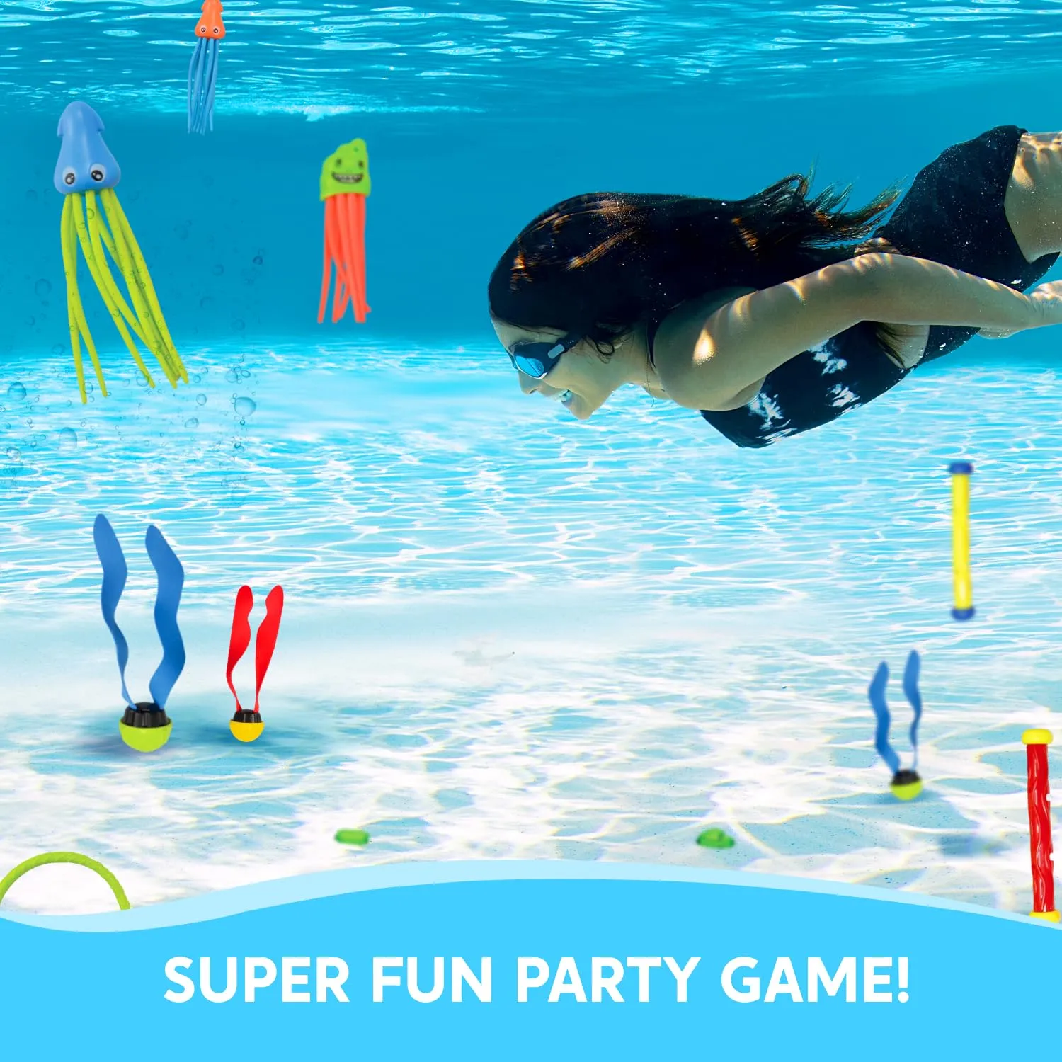 JOYIN 30 Pcs Diving Pool Toys for Kids Ages 3-12 Jumbo Set with Storage Bag Pool Games Summer Swim Water FishToys
