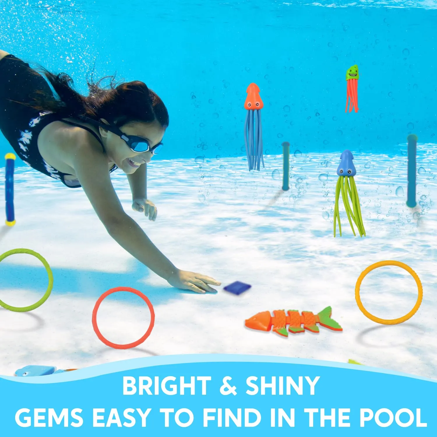 JOYIN 30 Pcs Diving Pool Toys for Kids Ages 3-12 Jumbo Set with Storage Bag Pool Games Summer Swim Water FishToys