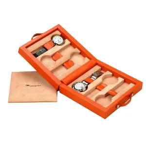 KEOPE TRAVEL WATCH CASE ORANGE LEATHER