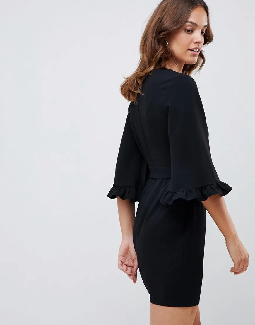 Kimono frill sleeve mini dress