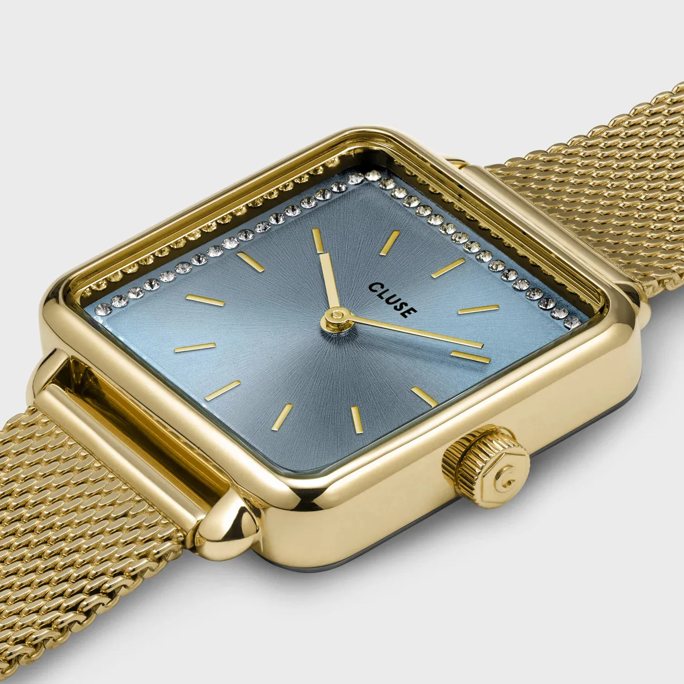 La Tétragone Watch Mesh stones Light Blue, Gold