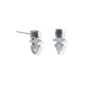 Labradorite and Rainbow Moonstone Post Earring Labradorite and Rainbow Moonstone Post Earring